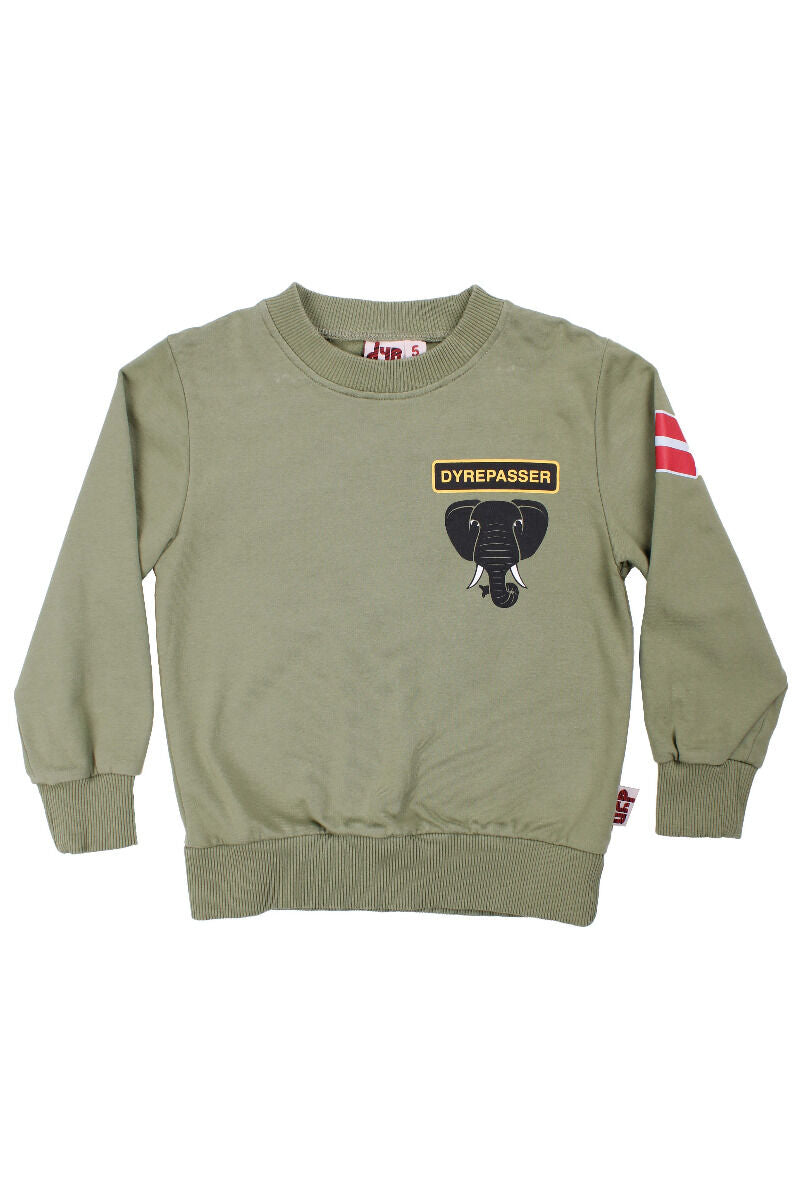 Sød dyrepasser sweatshirt til børn med print af elefant