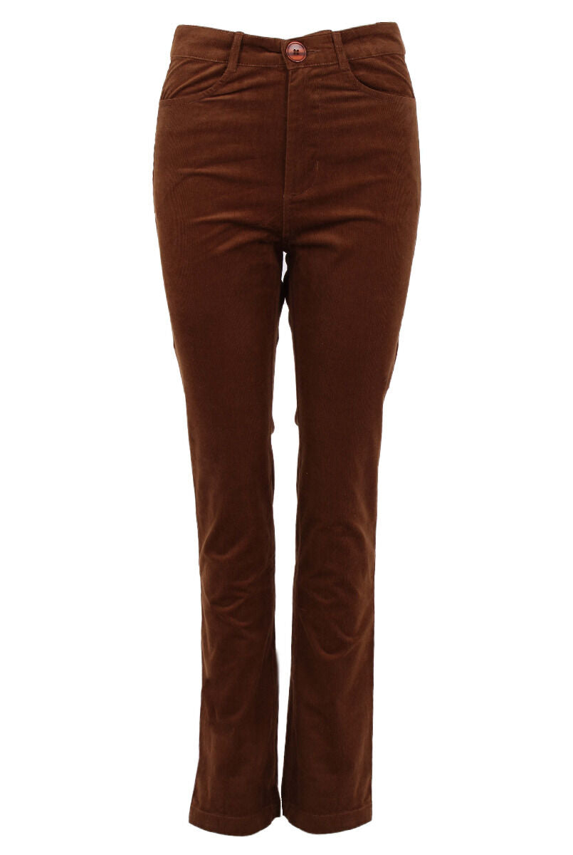 ESS - Danepretty Cord Stretch Pants Brown Beige