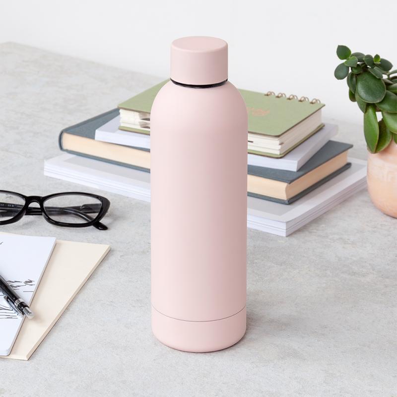 RL Rubber coated steel bottle Light pink