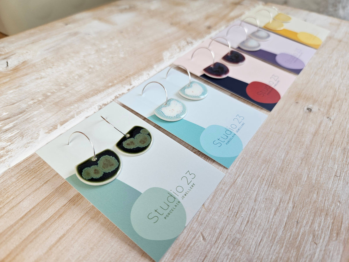 Semi-Circle Drop Earring Pair Blush Pink