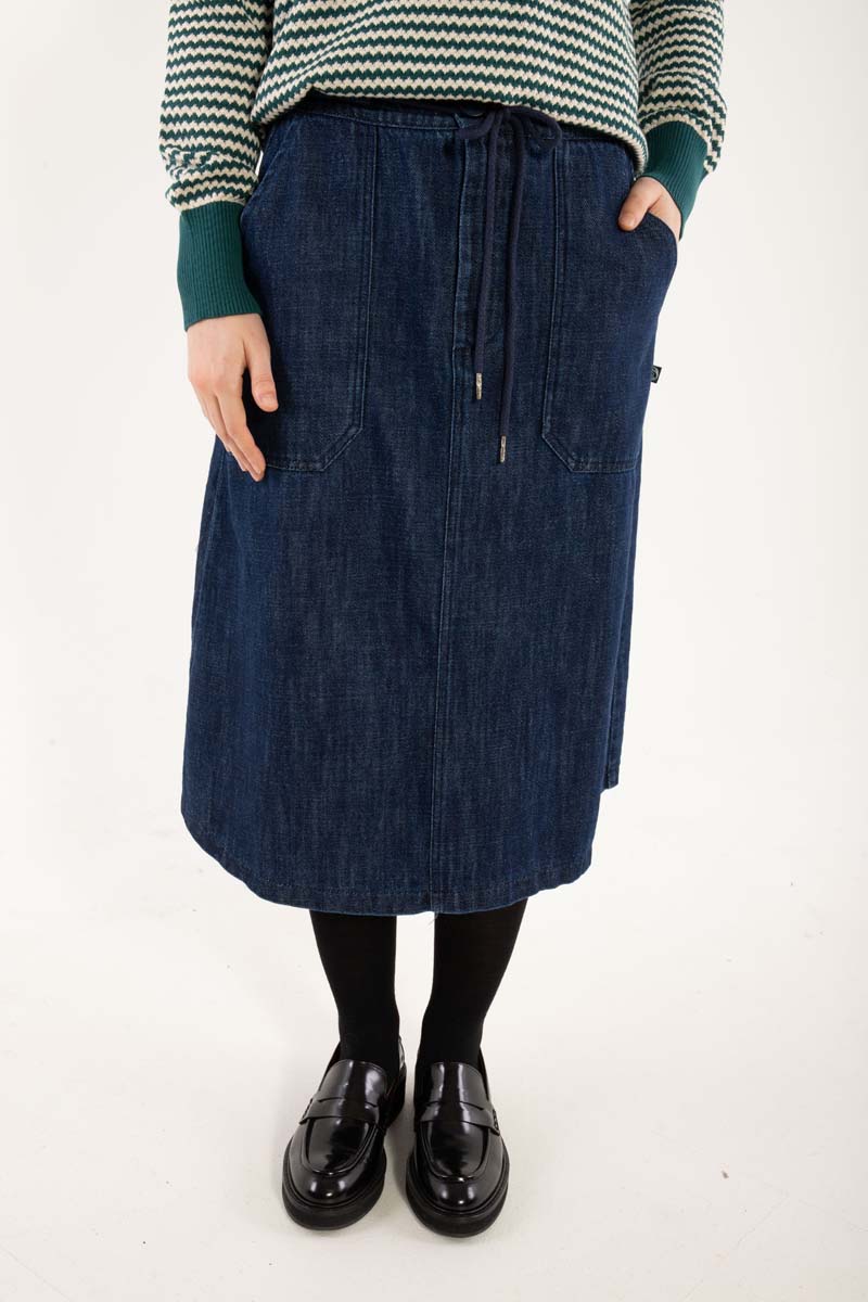 Denimnederdel med bindebånd til kvinder