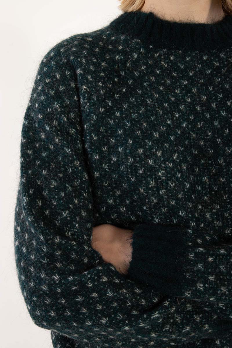 Daneherbal Jaquard Sweater Dk Slate/Lt Blue Grey