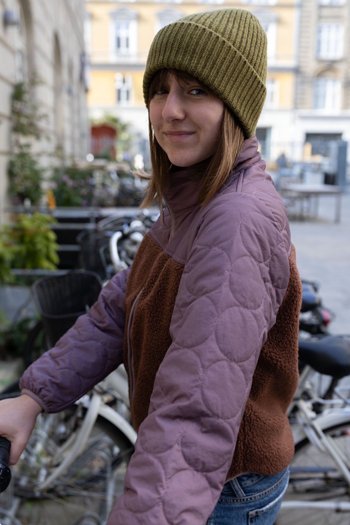 Tofarvet zip-up jakke i fleece og termo til kvinder