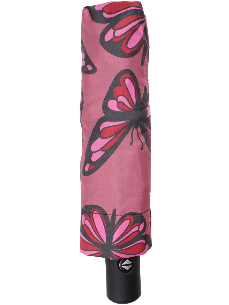Sammenfoldelig paraply med rosa sommerfugleprint