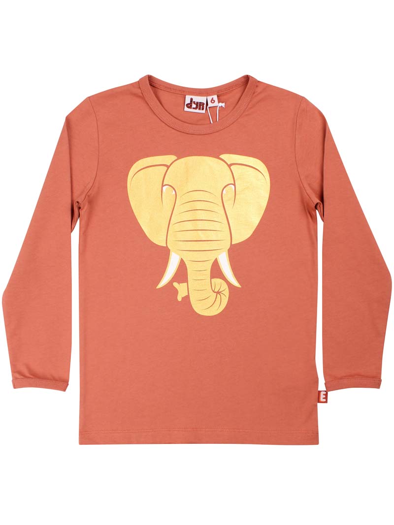 Langærmet bluse til børn med print af elefant i glitter