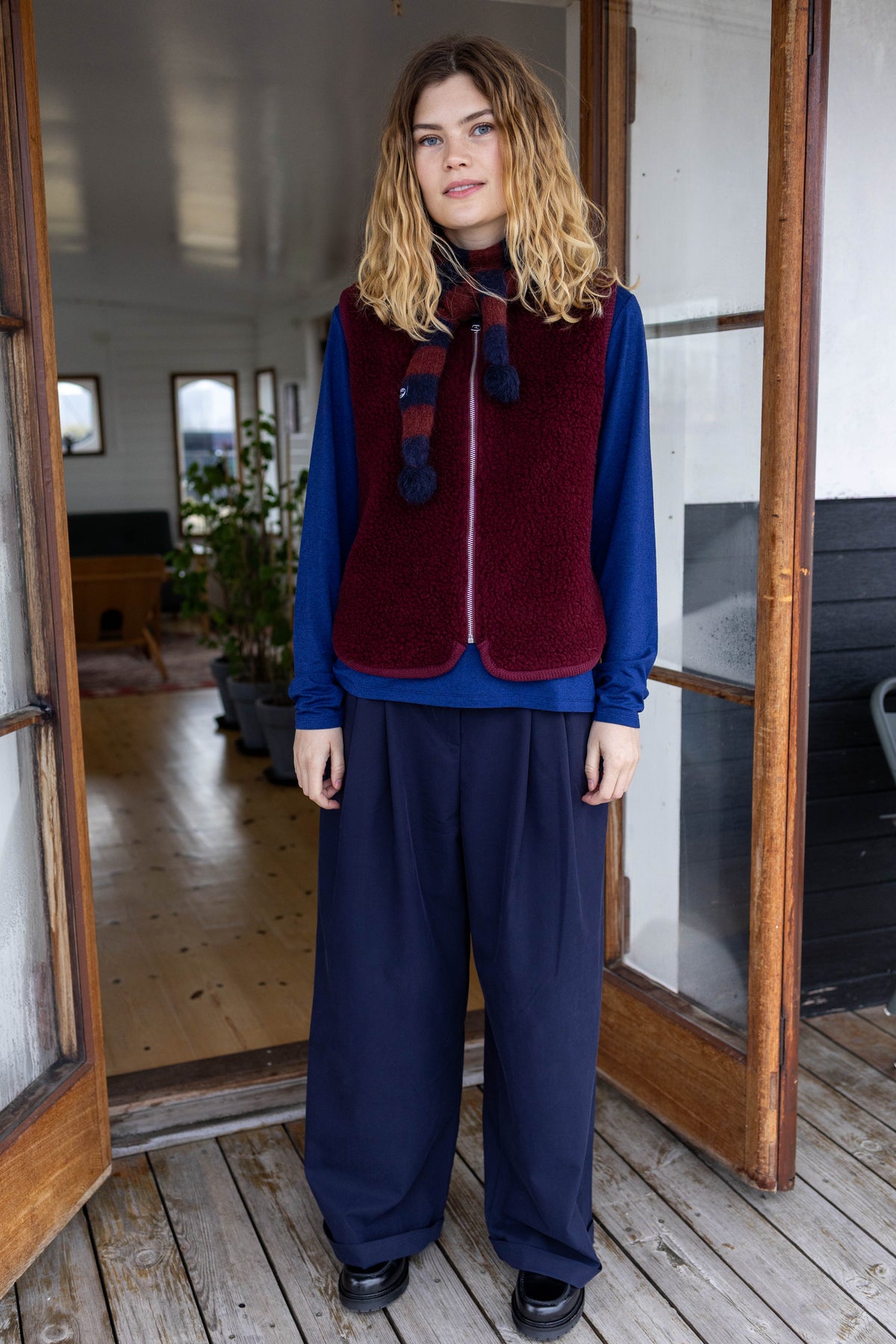Danecubist Fuzzy Wool Fleece Vest Dark Wine