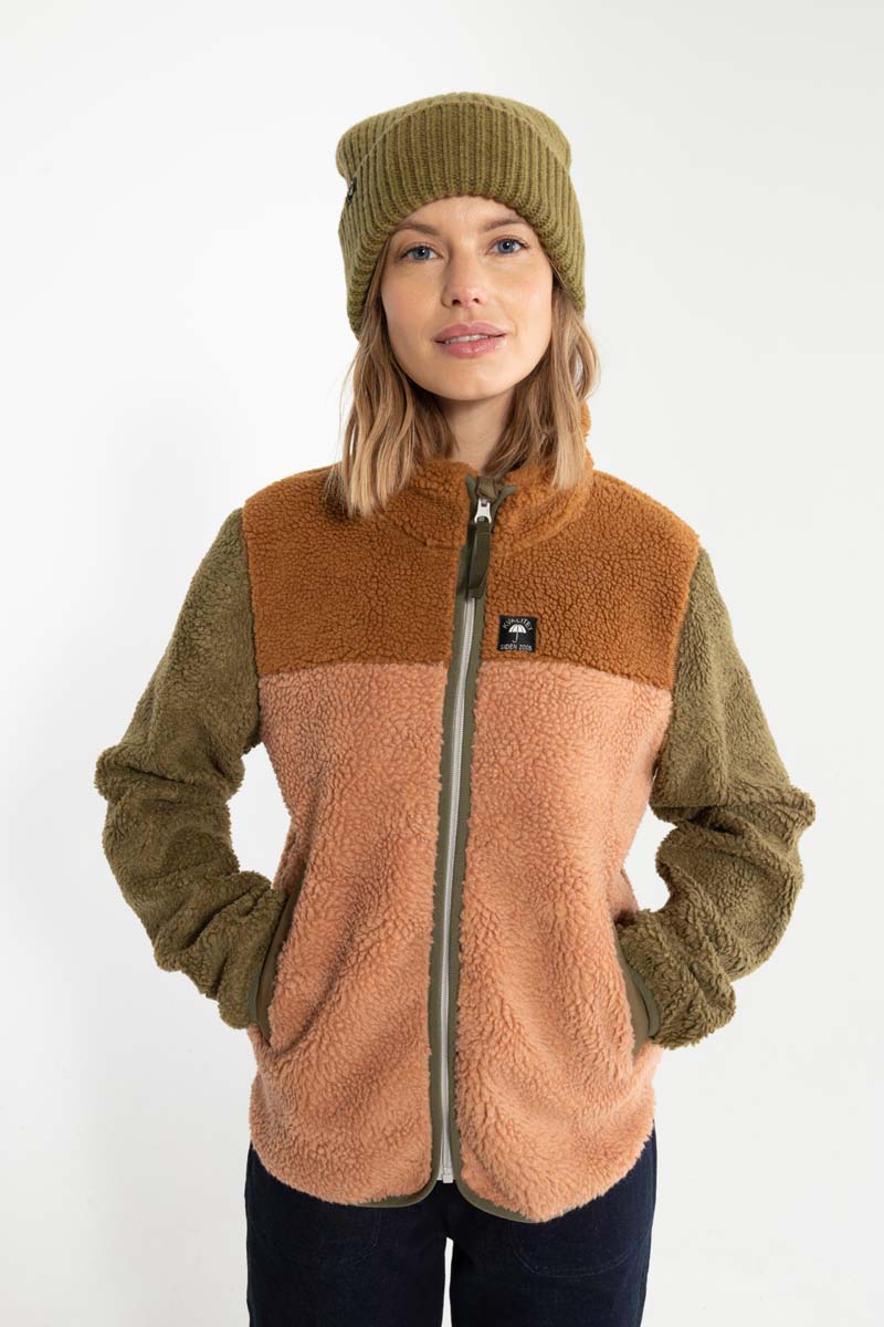 Lækker flerfarvet fleece zip-up til kvinder