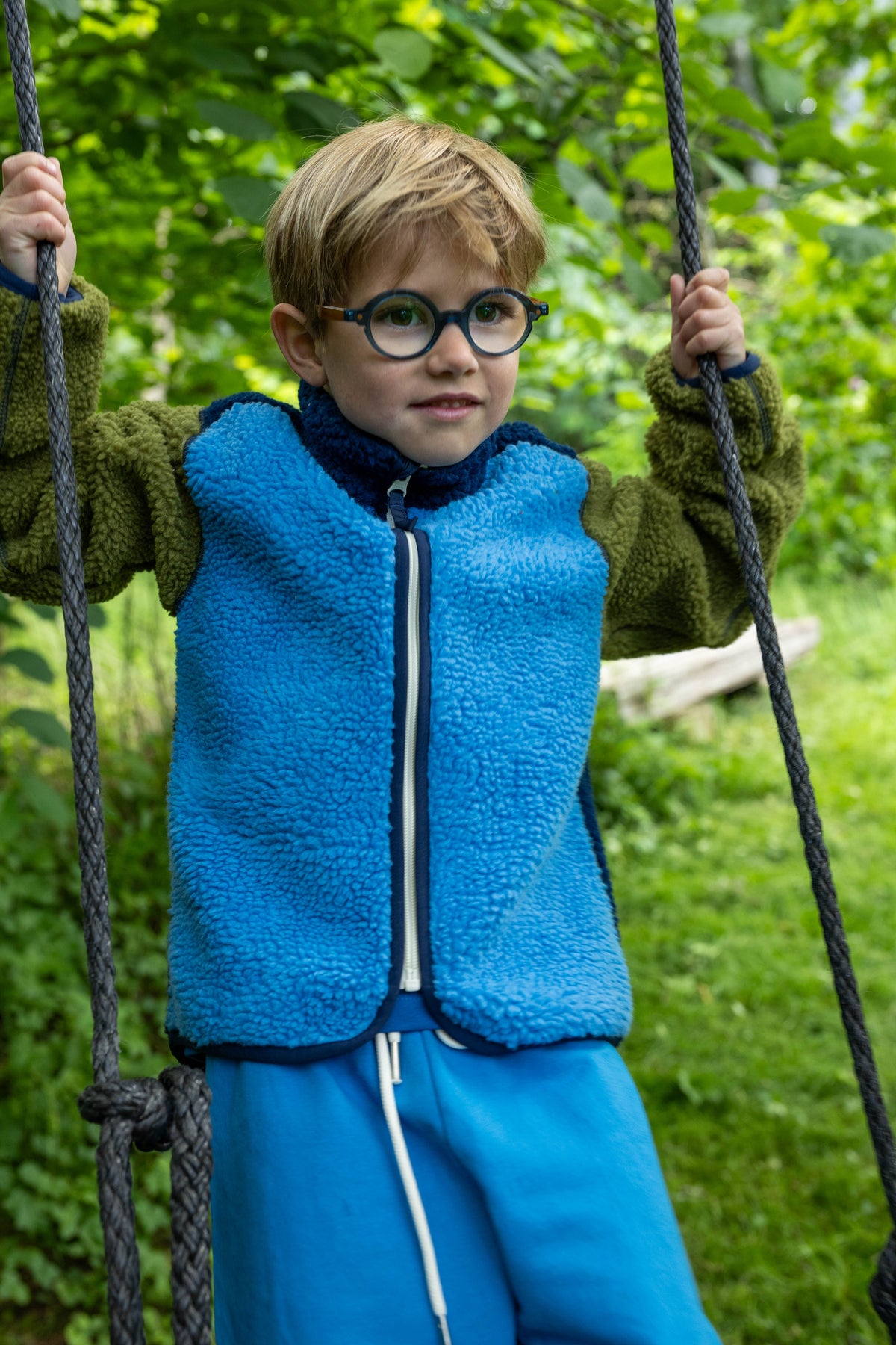 Danetumling Fleece Zip-Up Navy/Faded Blue/Olive