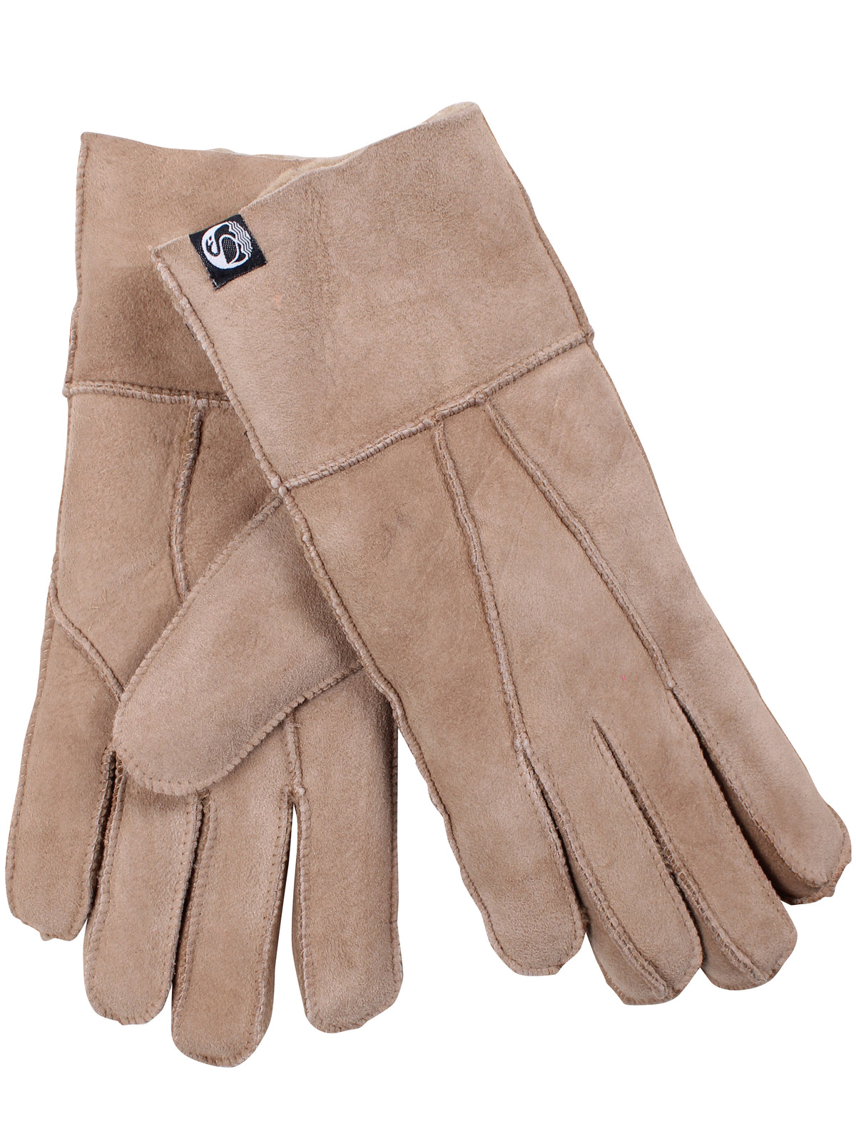 No Waste Sheepskin Finger Gloves Light Camel