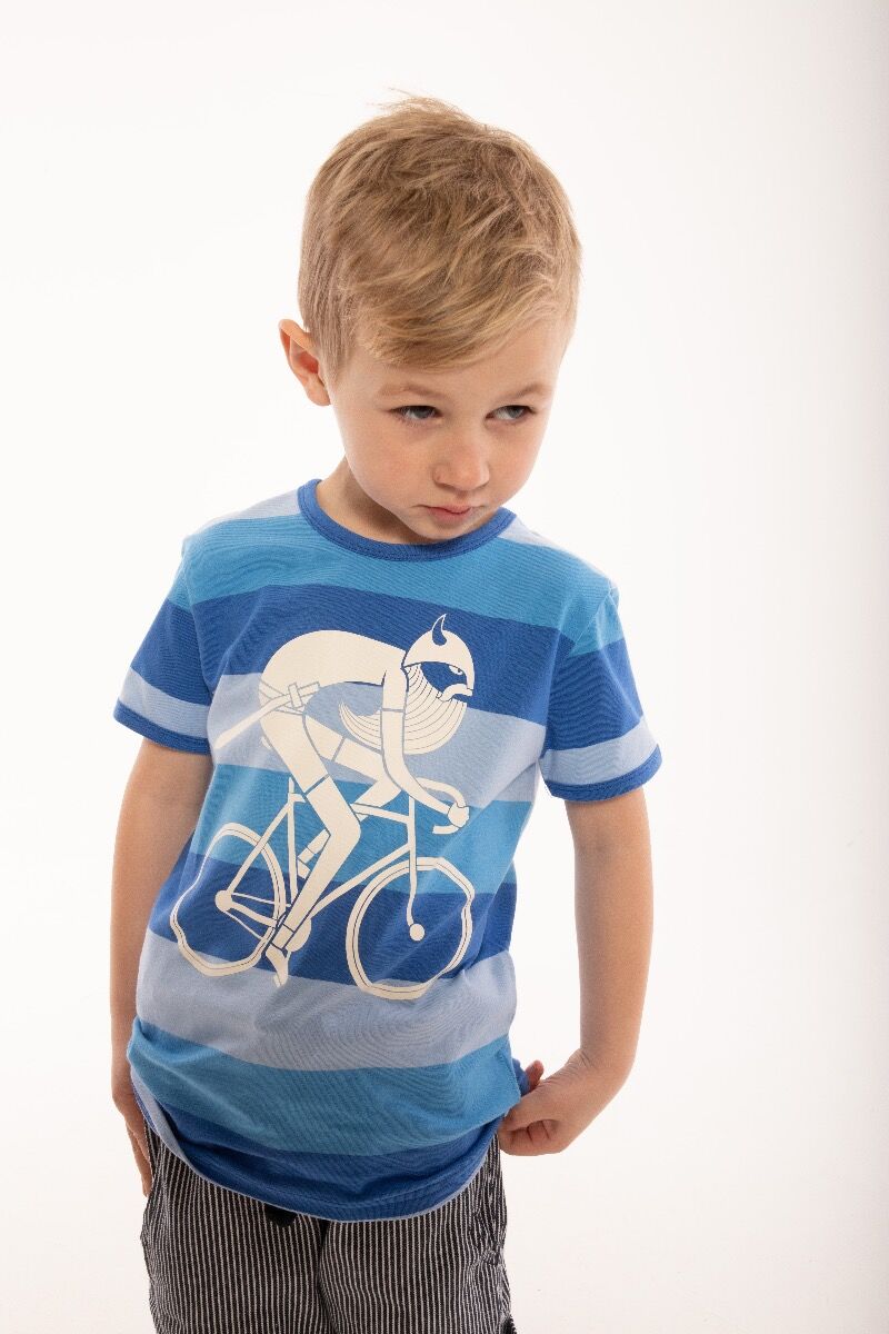 T-shirt til børn med viking på cykel