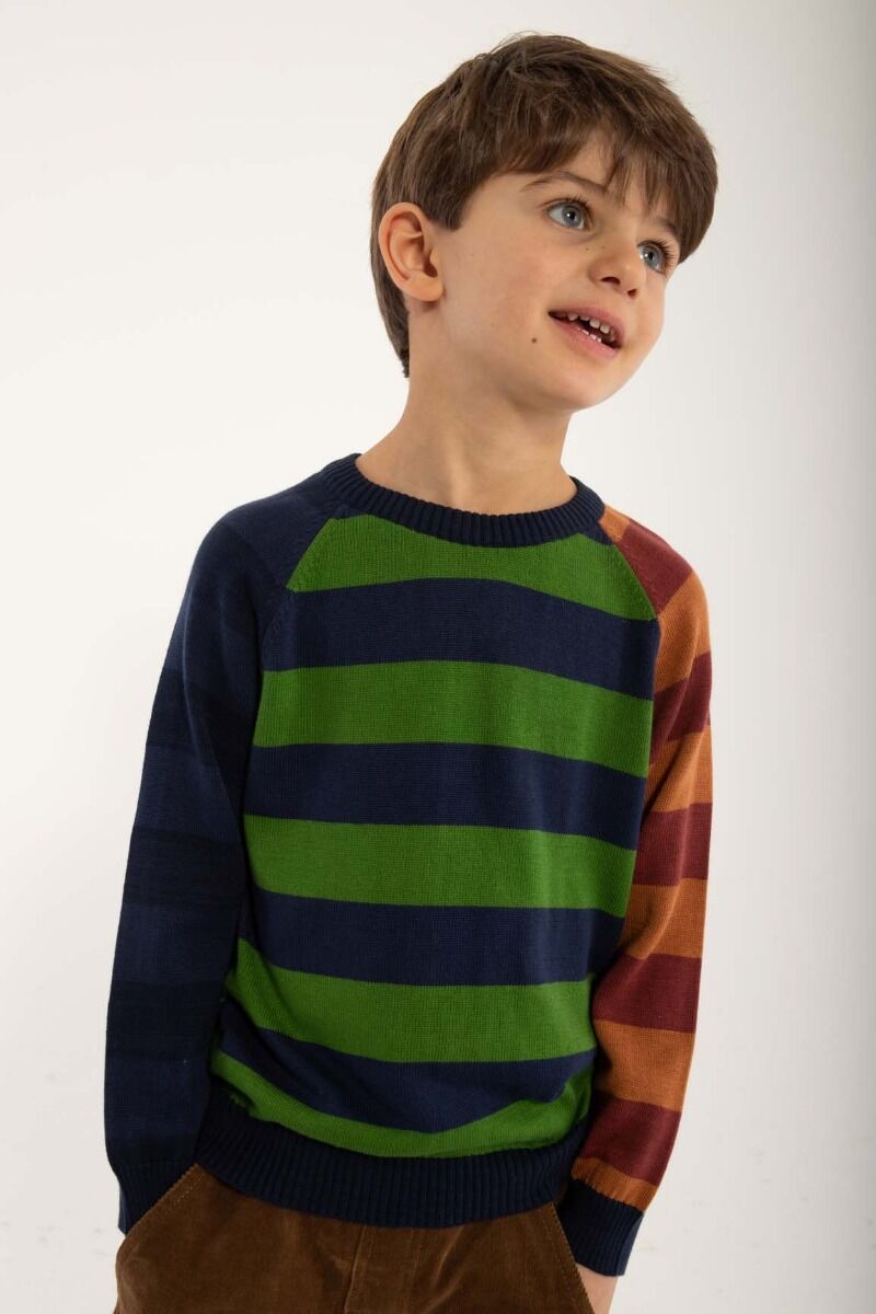 Strik sweater til børn med striber