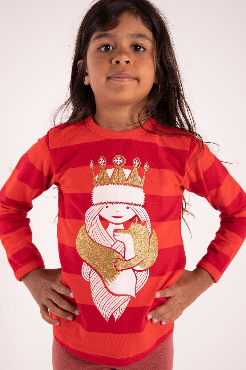 Bluse til børn med prinsesse og ræv