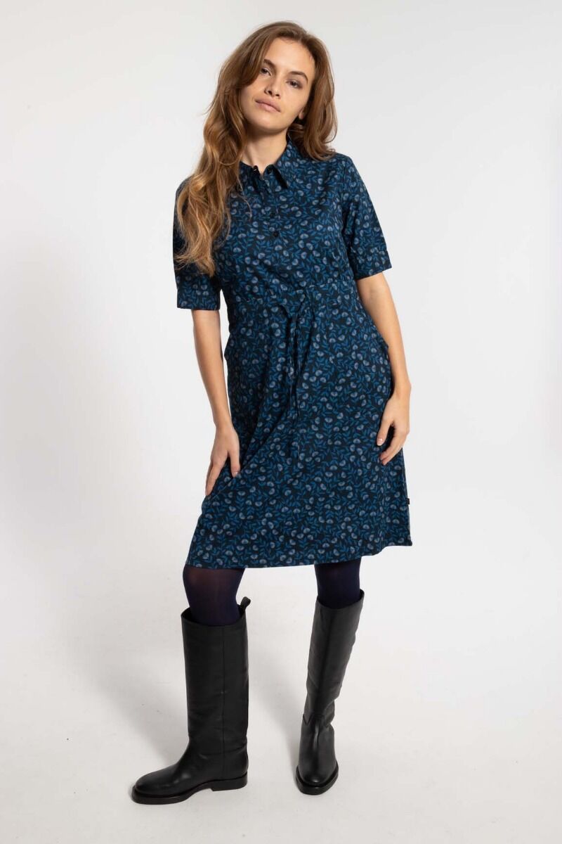 Danesusanne Poplin Dress Marine/Cold Blue FLEURIE