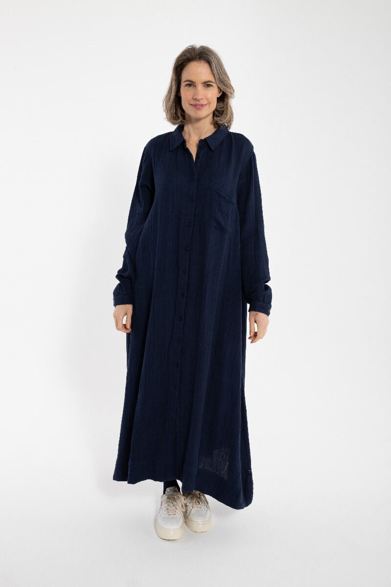 Danapril LS Heavy Cloth Dress Dark Navy