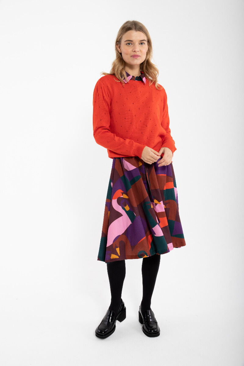 Danepearly Hole Knit Sweater Bright Red