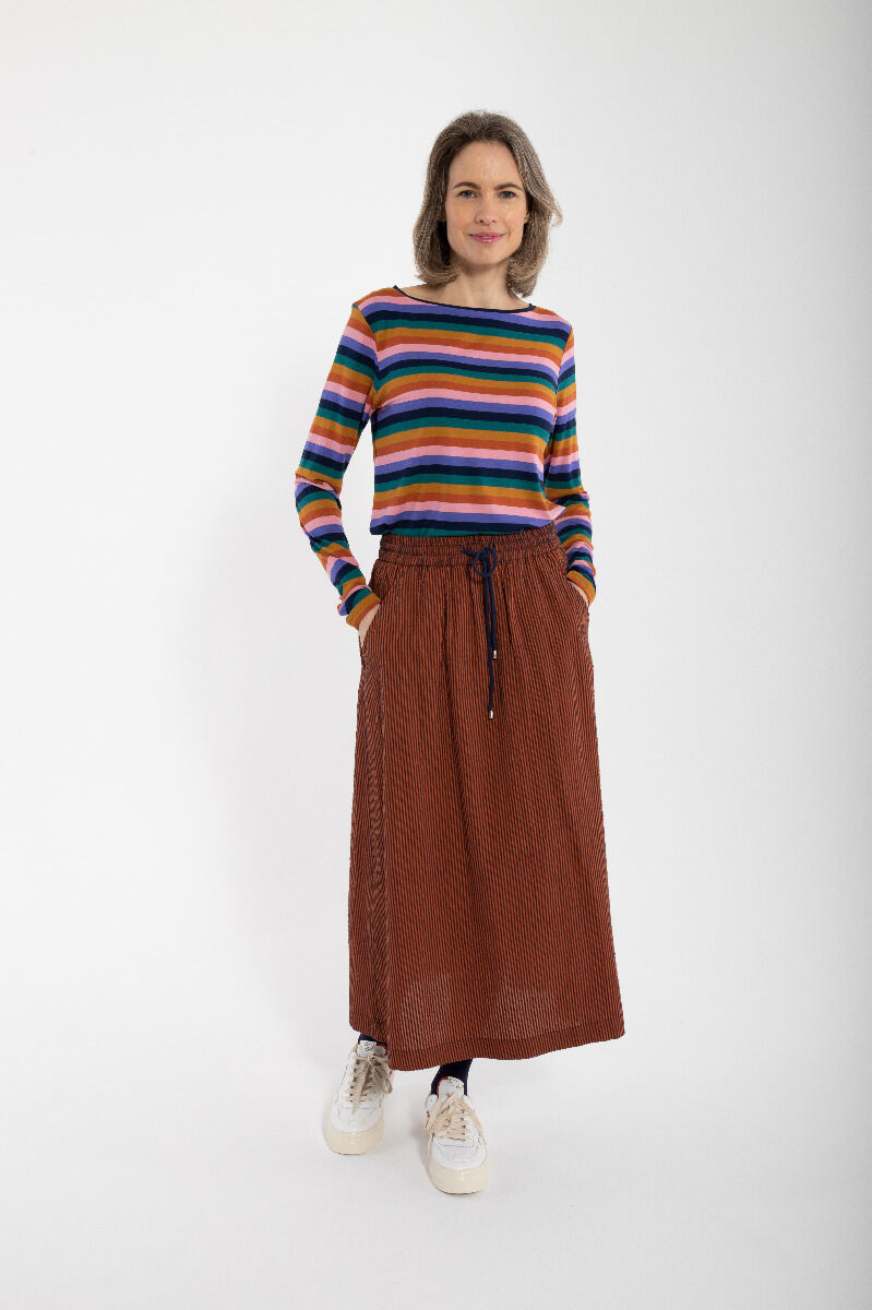 Danespresso Seersucker Skirt Rust/Dark Navy
