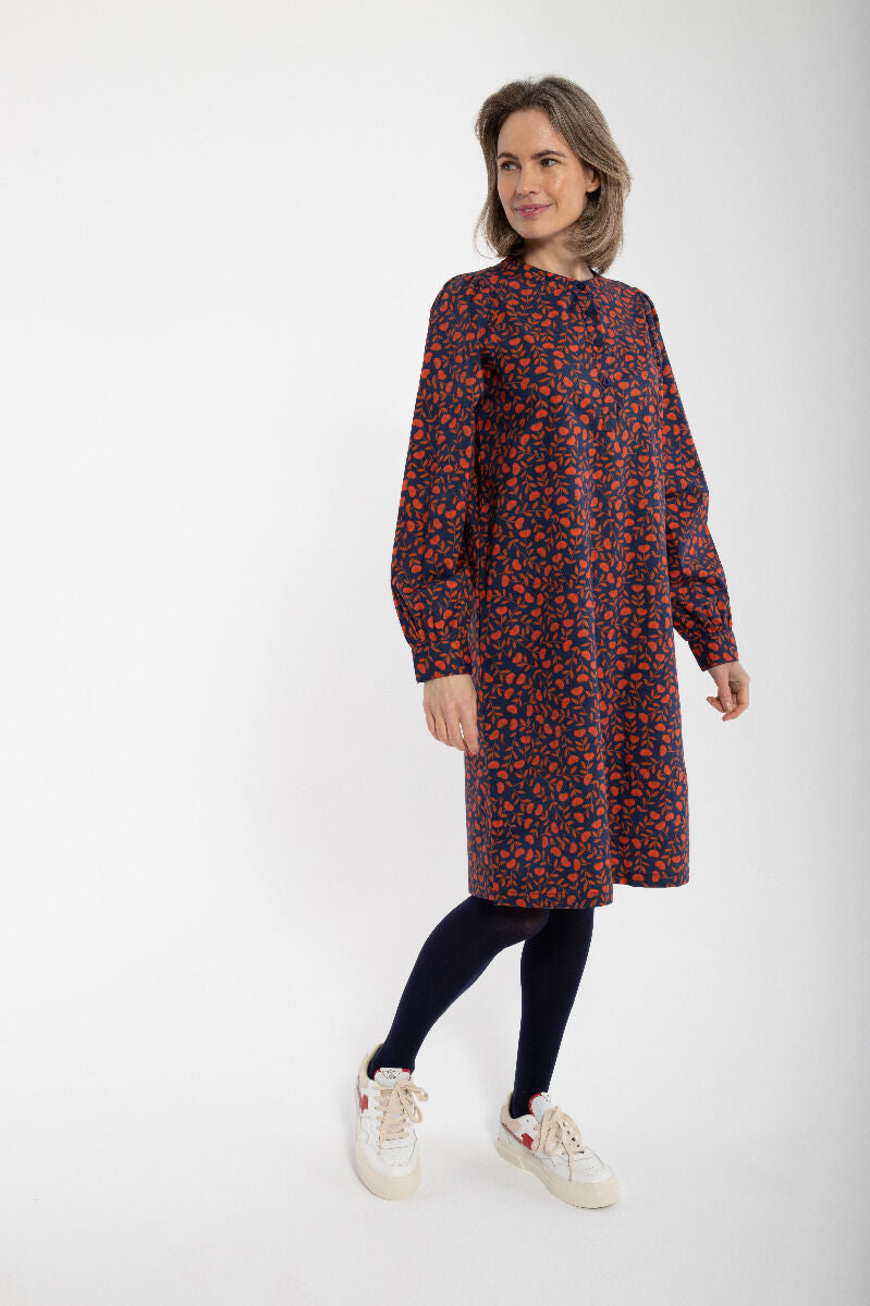 Danesocial Poplin Dress Deep Marine FLEURIE