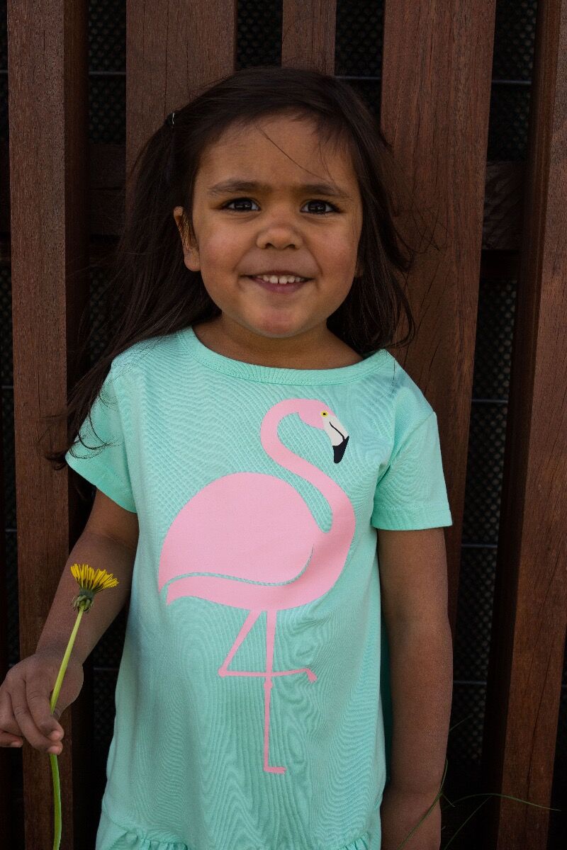 Kjole til børn med flamingo