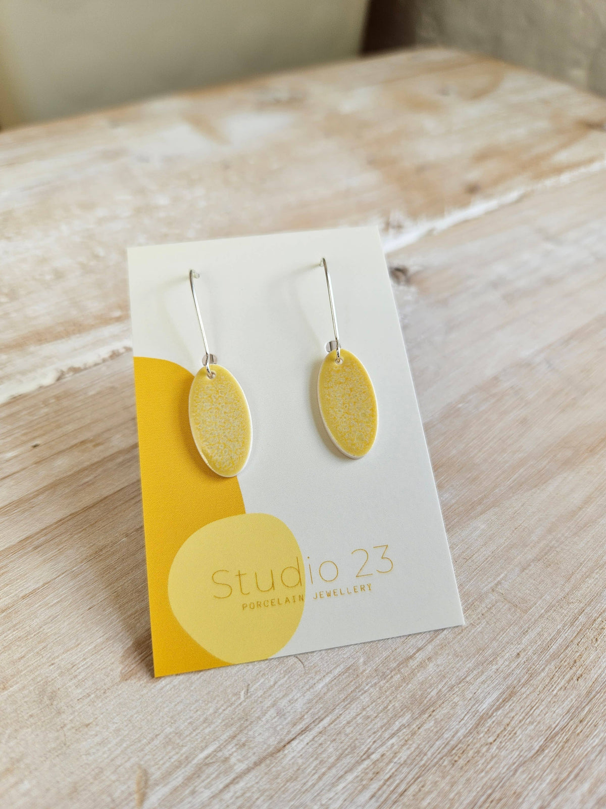 Drop Oval Earring Pair: Frost Blue