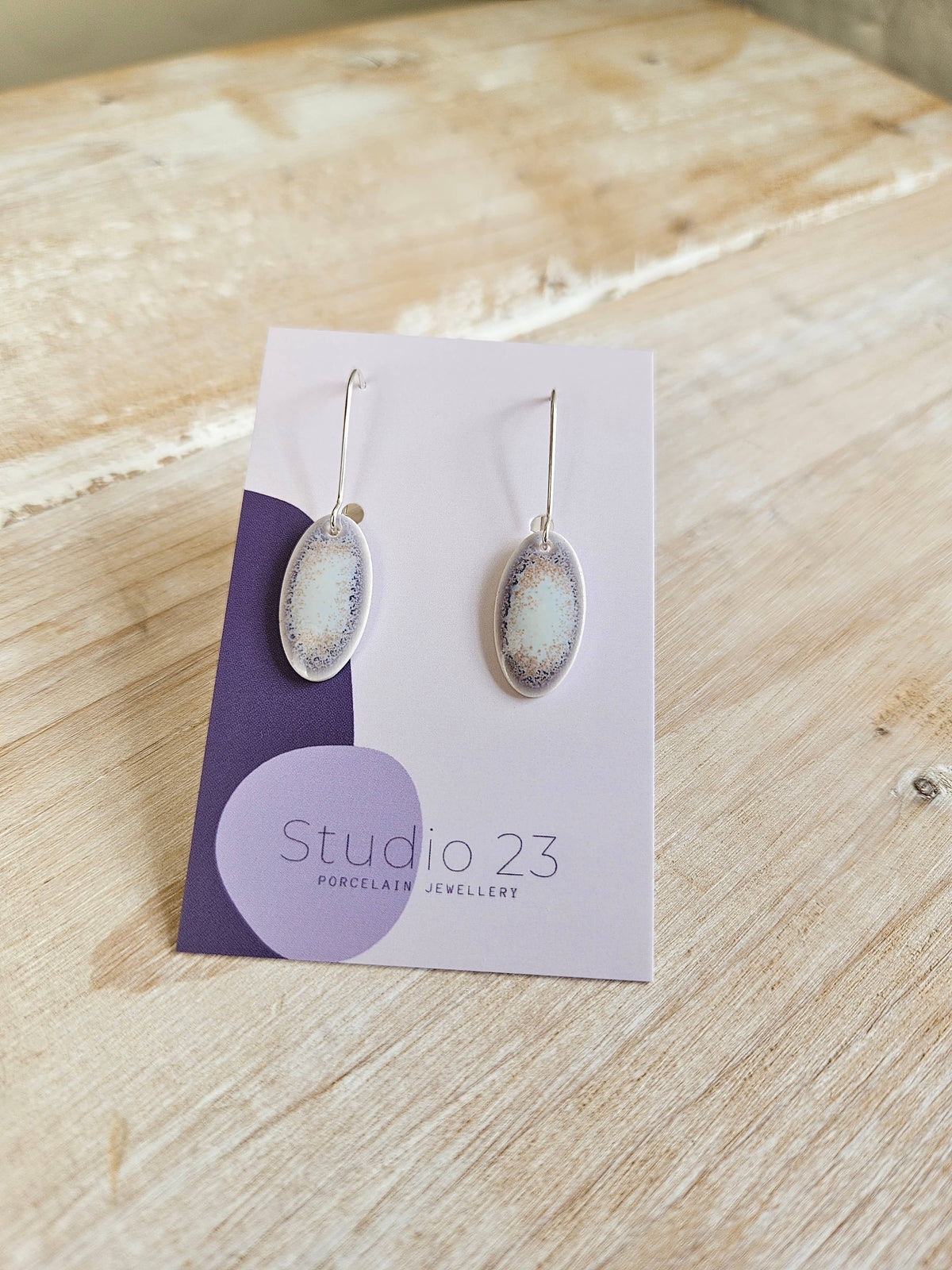 Drop Oval Earring Pair: Frost Blue