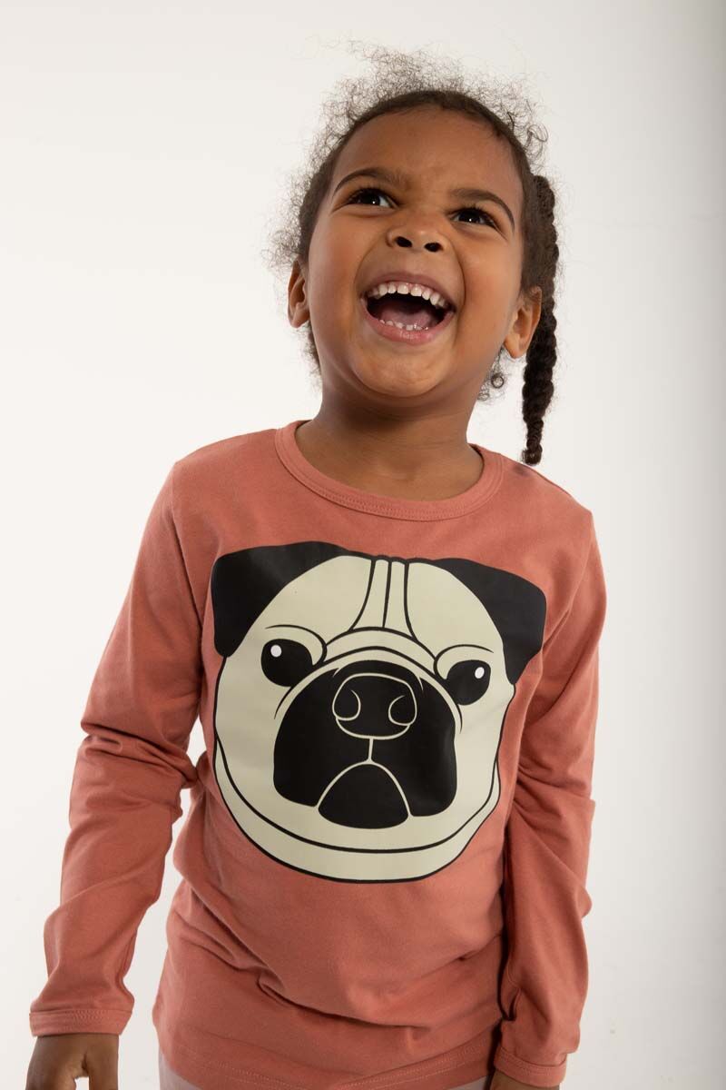 Bluse med Mops hund til børn