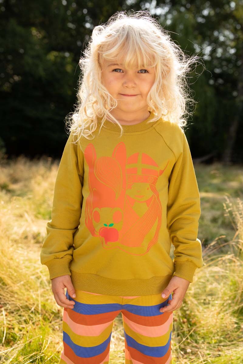 Sweater til børn med viking og hest