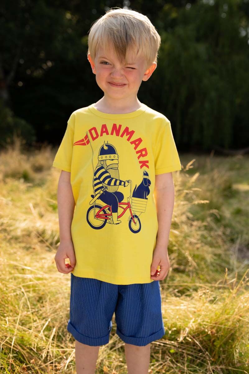 T-shirt til børn med viking på cykel
