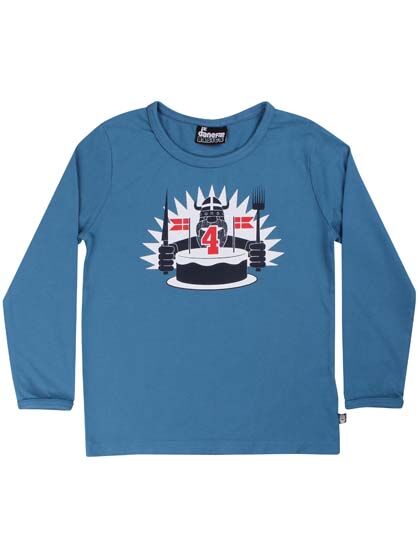Bluse til børn med fødselsdags viking 4år 