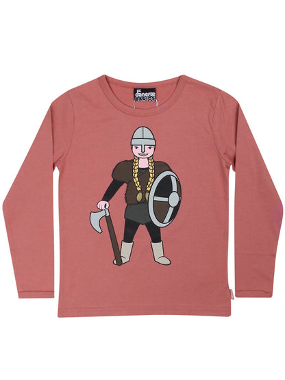 Sød langærmet bluse med print af vikingen Sif til børn