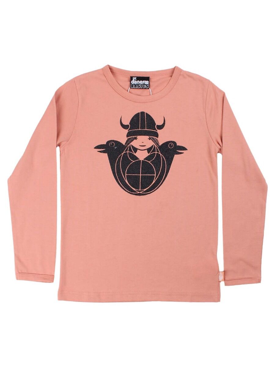 Bluse til børn med viking og fugle  