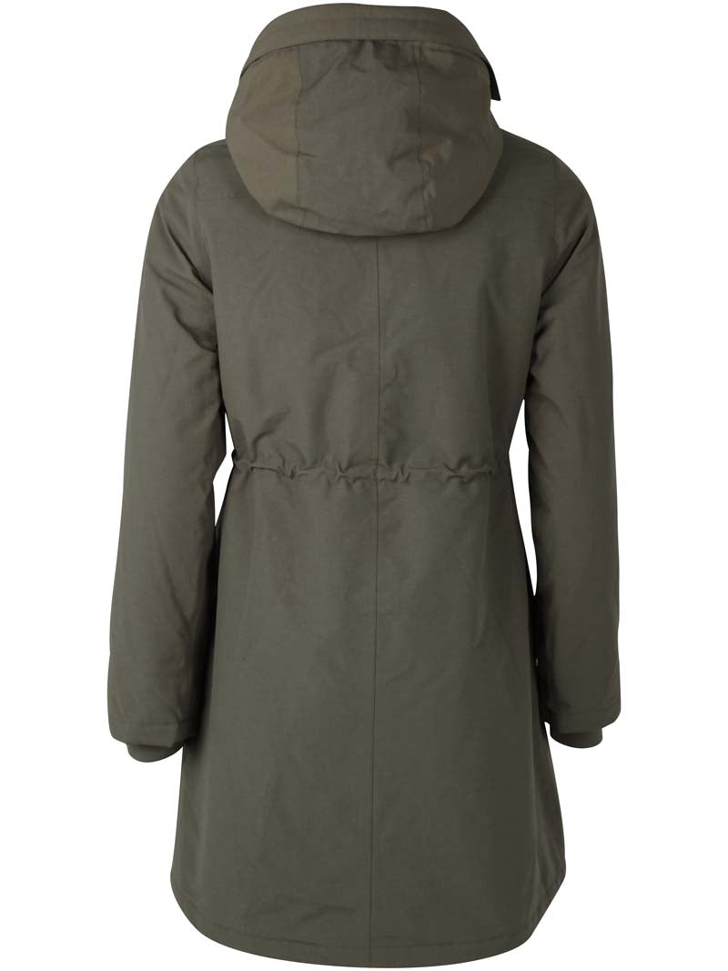 Teknisk vinterfrakke i armygrøn til kvinder