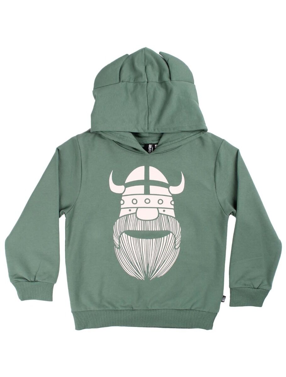 Hættetrøje til børn med viking med horn 
