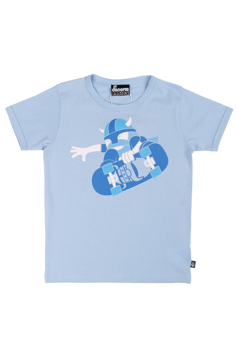 T-shirt til børn med viking på skateboard  