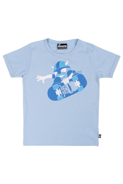 T-shirt til børn med viking på skateboard  