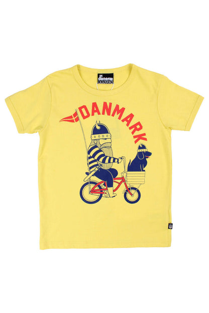 T-shirt til børn med viking på cykel