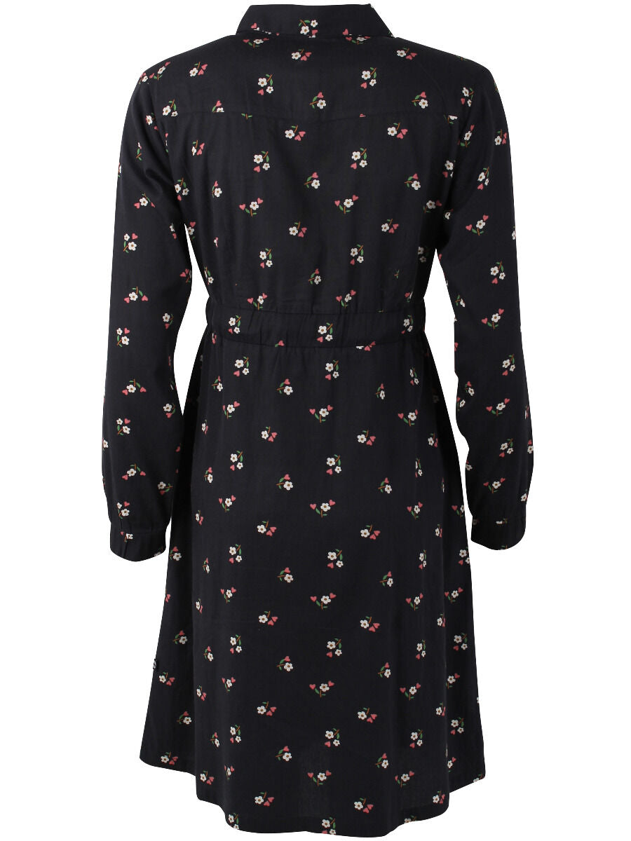 Daneditte Poplin Dress Black MINIFLOWER