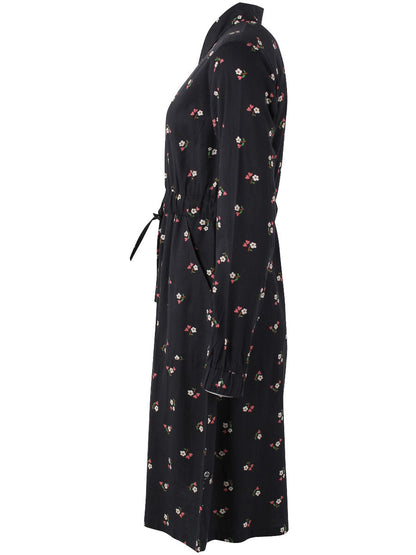 Daneditte Poplin Dress Black MINIFLOWER