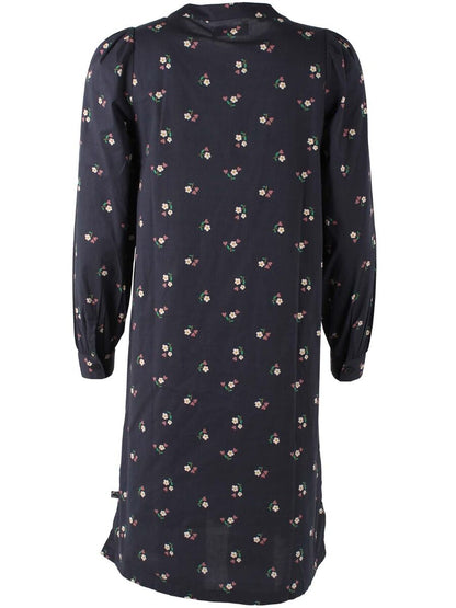 Danesocial Poplin Dress Black MINIFLOWER