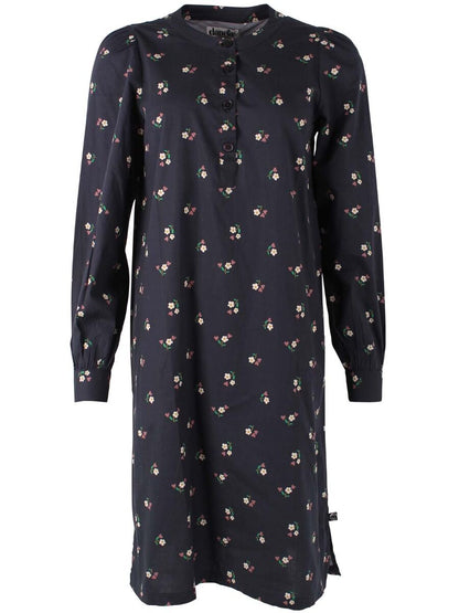 Danesocial Poplin Dress Black MINIFLOWER