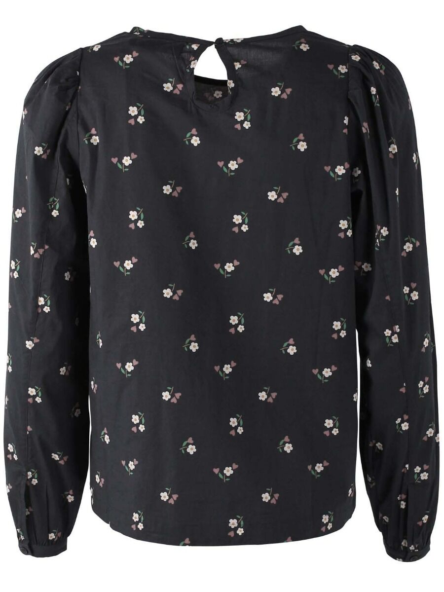 Danebette Poplin Shirt Black MINIFLOWER