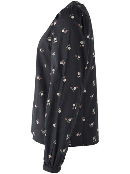 Danebette Poplin Shirt Black MINIFLOWER
