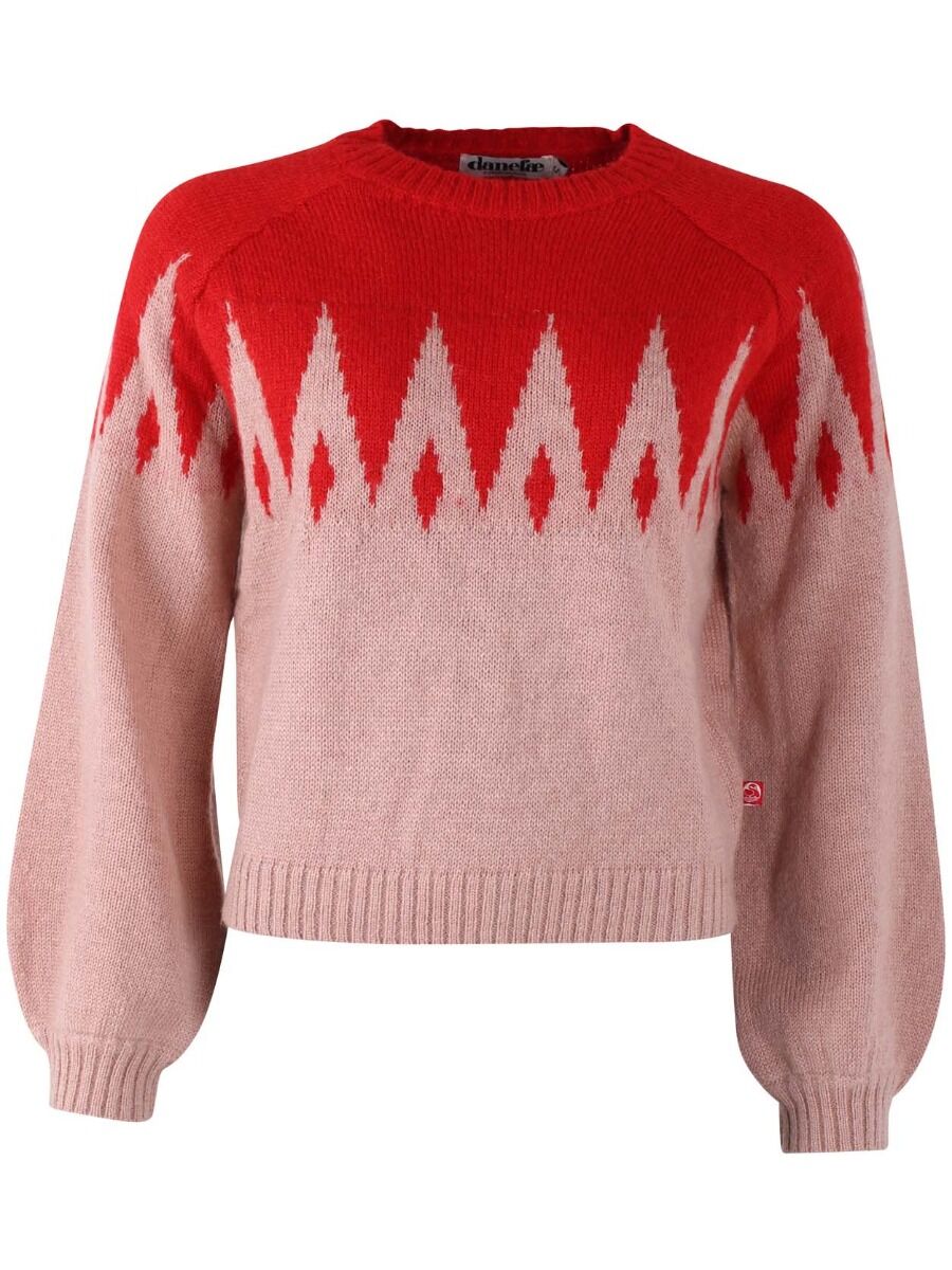 Danefantastic Icicles Wool Sweater Red/Powder Rose