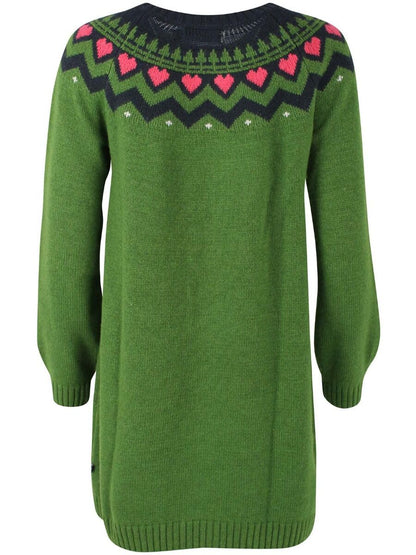 Danesukkertop Wool Sweater Dress Fall Jungle/Dk Navy/Rasberry Sorbet