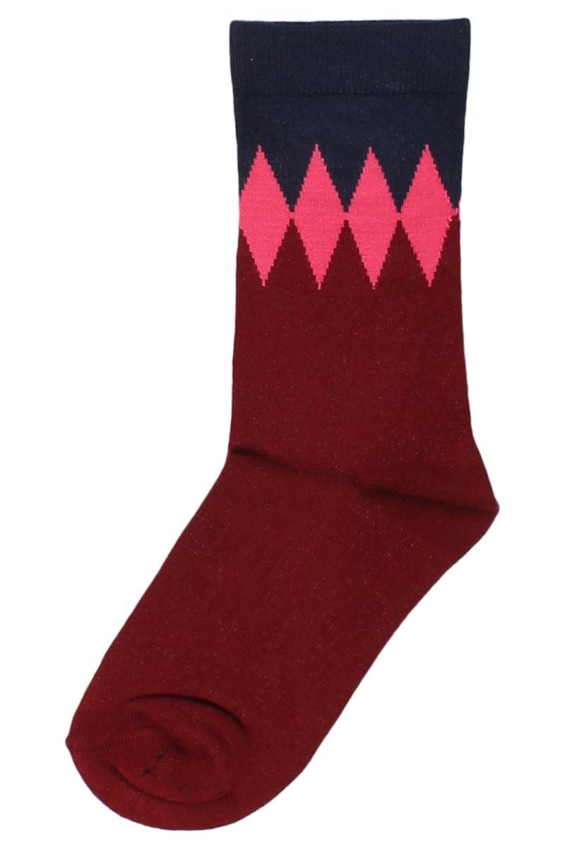 Danewalk with me Socks Redwine/Dk Navy DIAMONDS