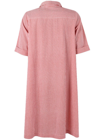 Danane Seersucker dress Bright Red/Chalk