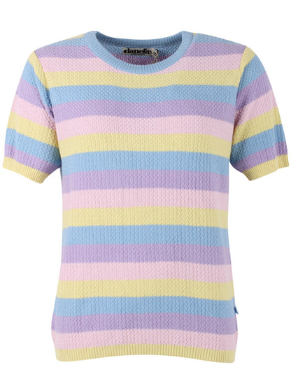 Danesilver Pearl Knit Sweater Tee Lt Blue/Lt Lilac/Pale Yellow