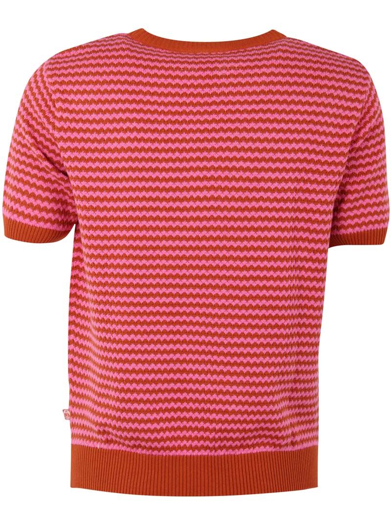 Danesilver Pearl Knit Sweater Tee Rust/Super Pink