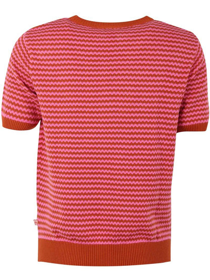 Danesilver Pearl Knit Sweater Tee Rust/Super Pink