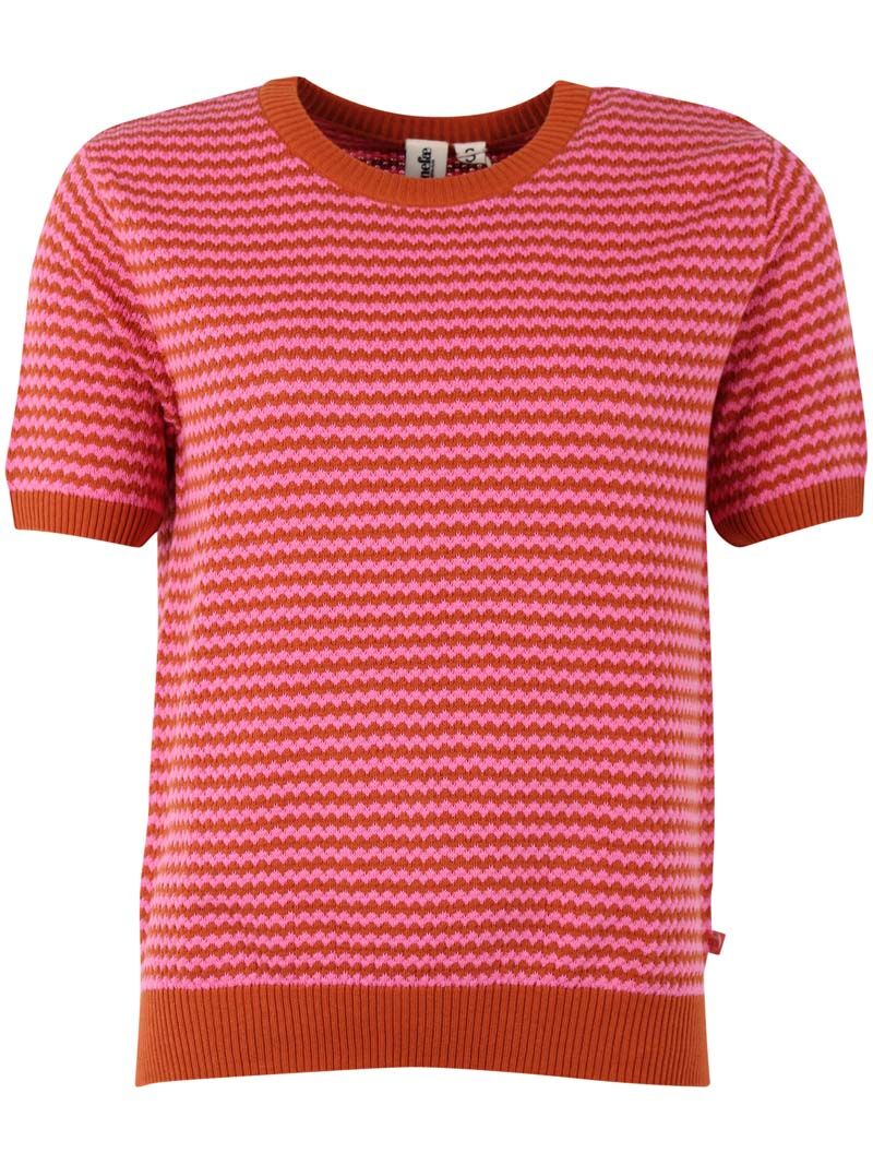 Danesilver Pearl Knit Sweater Tee Rust/Super Pink