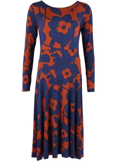 Danesigrid Viscose Dress Deep Marine/Rust BLOOM BOOM